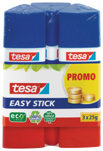 tesa ÉcoLogo facile Bâton Klebestift, Promo-Pack 3 x 25 g