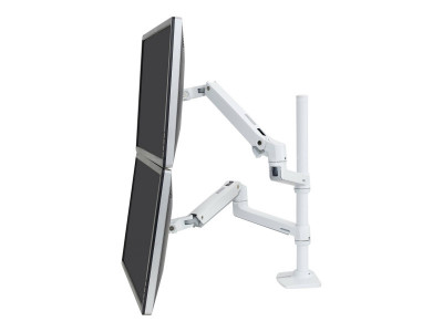Ergotron : LX DUAL STACKING ARM TALL POLE BRIGHT WHITE TEXTURE