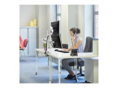 Ergotron : LX DUAL STACKING ARM TALL POLE BRIGHT WHITE TEXTURE