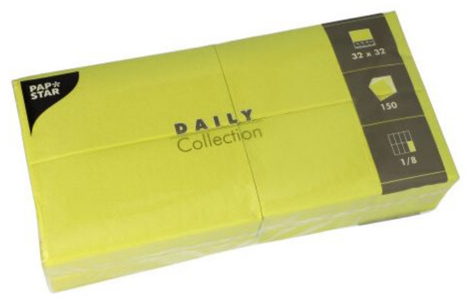 PAPSTAR Serviette bistro, 330x330 mm, 3 couches, vert citron