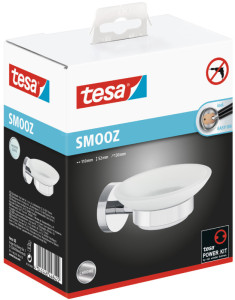 tesa Porte-savon SMOOZ, avec colle, verre satiné