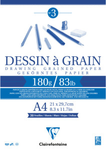 Clairefontaine Bloc papier dessin à Grain, A5, 180 g/m2