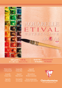 Clairefontaine Bloc Etude Aquarelle ETIVAL, A5, 148 x 210 mm