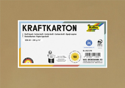folia Kraftkarton, 230 g / qm, A4, 50 Blatt