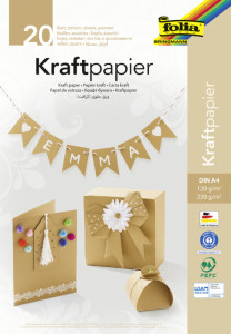 Bloc de papier kraft folia, A4, 20 feuilles assorties,