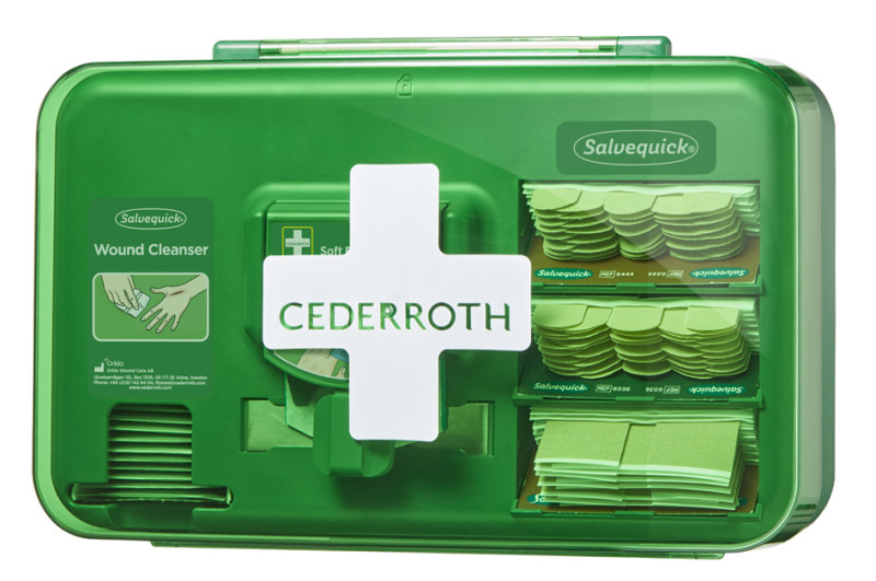 CEDERROTH - Kit Di Pronto Soccorso Per Ustioni DIN 13157 - Stazione A Parete Con Valigetta - Contiene Gel Per Ustioni, Spray, Cerotti E Bende