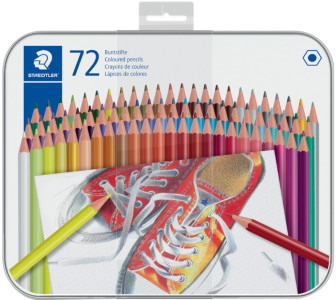 STAEDTLER Crayon de couleur hexagonal, étui en métal de 72