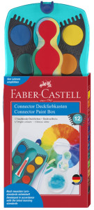 Faber-Castell Deckfarbkasten CONNECTOR, 12 couleurs, bleu
