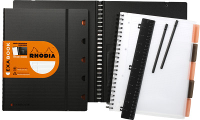 RHODIA Cahier EXABOOK rechargeable, A4+, quadrillé 5x5, noir