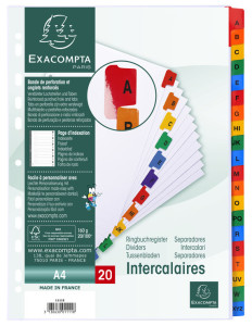 EXACOMPTA Karton-Register A-Z, DIN A4, weiß, 20-teilig