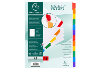 EXACOMPTA Intercalaires en carton, A4, blanc, 6 positions