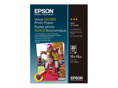 Epson : VALUE GLOSSY Photo papier 10x15CM 20 feuilles