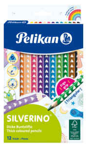 crayons triangulaires Pelikan Silverino d'épaisseur, 6 boîte en carton