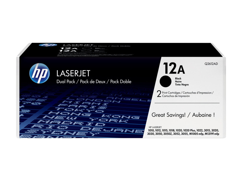 HP : dual pack BLACK PRINT cartouche pour LaserJet Q2612A HP : dual pack BLACK PRINT cartouche pour LaserJet Q2612A