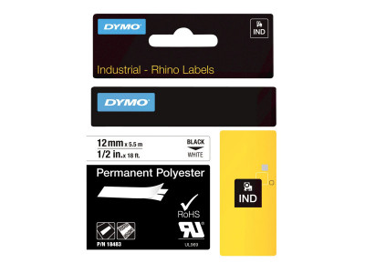 Dymo : ID1-12-1120 PERM.POLYESTER WH.