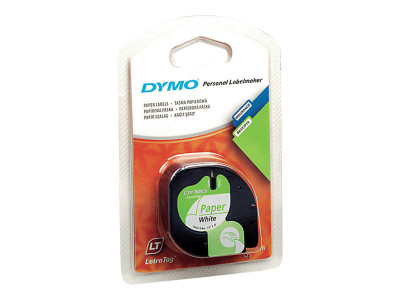 Dymo : LETRATAG tape papier WHITE pour