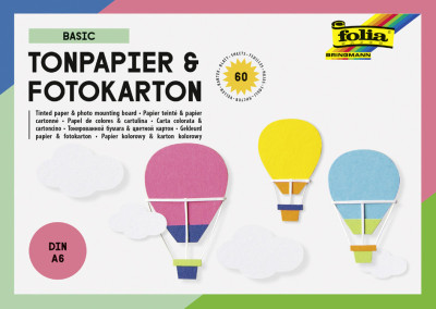 folia Bloc papier dessin teinté/carton bricolage BASIC, A6