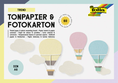 folia Bloc papier dessin teinté/carton bricolage BASIC, A6