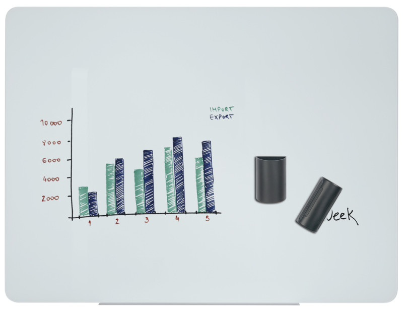 plaque de verre magnétique bi-bureau, 900 x 600 mm, blanc