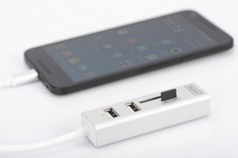 DIGITUS Hub USB-C stéréo OTG 3 ports / lecteur de cartes SD