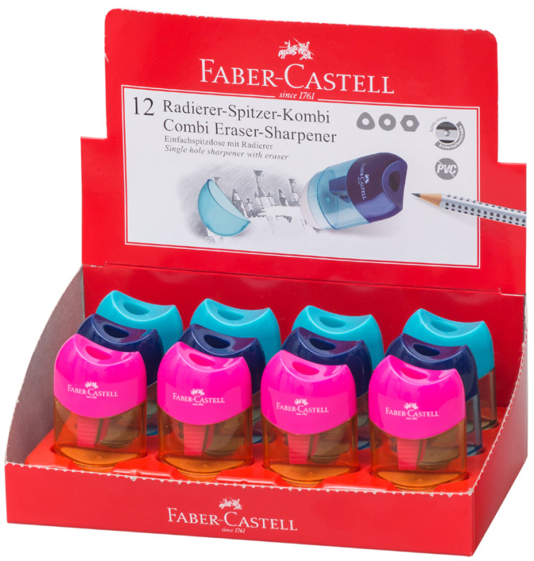 FABER-CASTELL Combi mini gomme - taille-crayon, présentoir