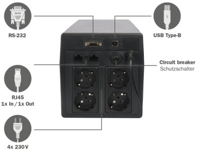 DIGITUS Onduleur Line-Interactive, 1.000 VA, 600 Watt