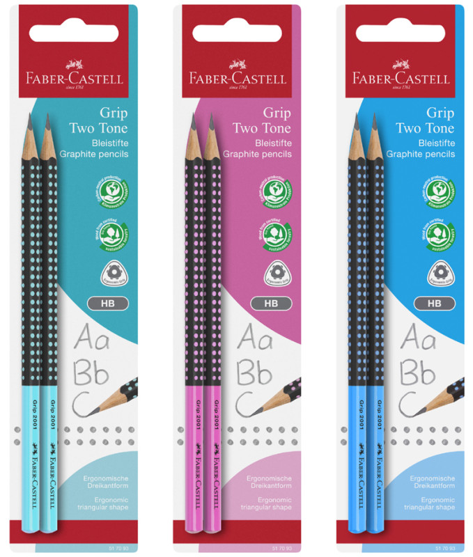 FABER-CASTELL Crayon de papier GRIP 2001 TWO TONE, blister