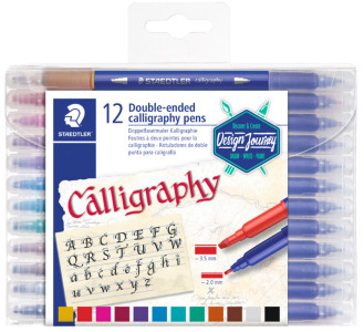 STAEDTLER Feutre double pointe de calligraphie, étui de 24