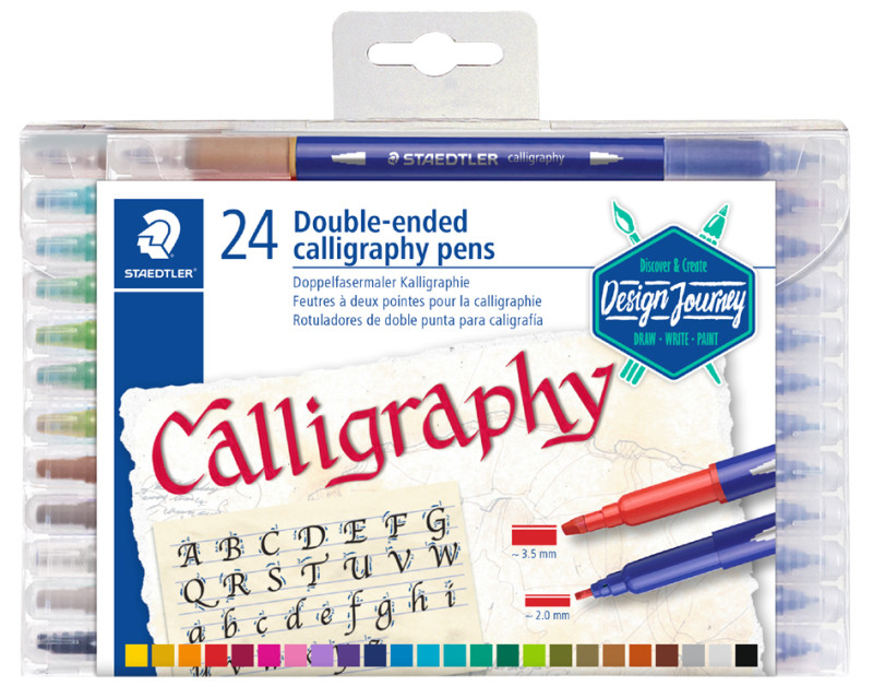 STAEDTLER Feutre double pointe de calligraphie, étui de 24