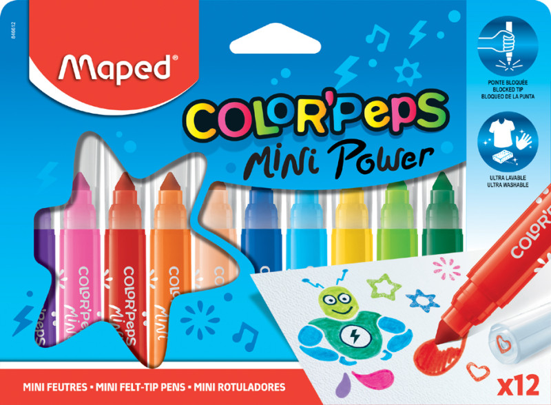 Maped Fasermaler Color'Peps Mini Power, boîte en carton 12er