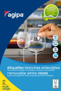 agipa Etiquettes multi-usage, 22 x 16 mm, enlevable, blanc