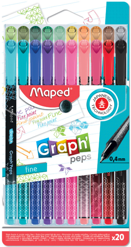 Maped Fineliners Graph'Peps Premium, 10 boîtier en plastique