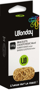 Wonday Bracelets caoutchouc, nature, 60 mm, carton de 100 g