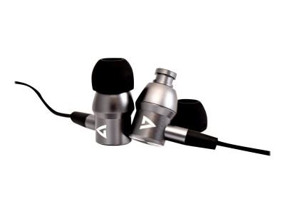 V7 : STEREO EARBUDS ALUMINUM W/MIC 1.2M cable 3.5MM SILVER