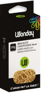 Wonday Bracelets caoutchouc, nature, 120 mm, carton de 100 g