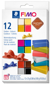 FIMO EFFECT LEATHER Kit de pâte à modeler, kit de 12