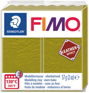 FIMO EFFECT LEATHER Pâte à modeler, jaune safran, 57 g