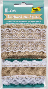 folia Ruban de jute avec dentelle, 2 x 1 m