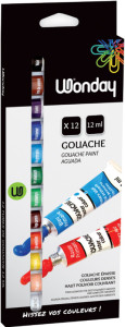 Wonday Gouache, étui carton de 5 tubes de 12 ml