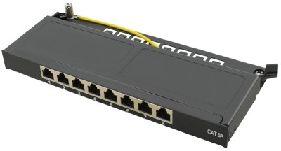 LogiLink Mini panneau de brassage Cat 6A, 8 ports, gris clair, 0,5 HE