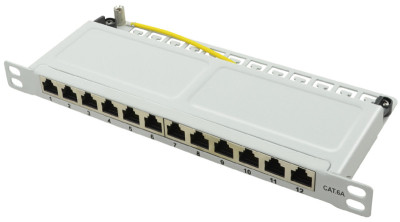 LogiLink 10 « Patch Panel Cat 6A, 12 ports gris clair, 0,5 HE