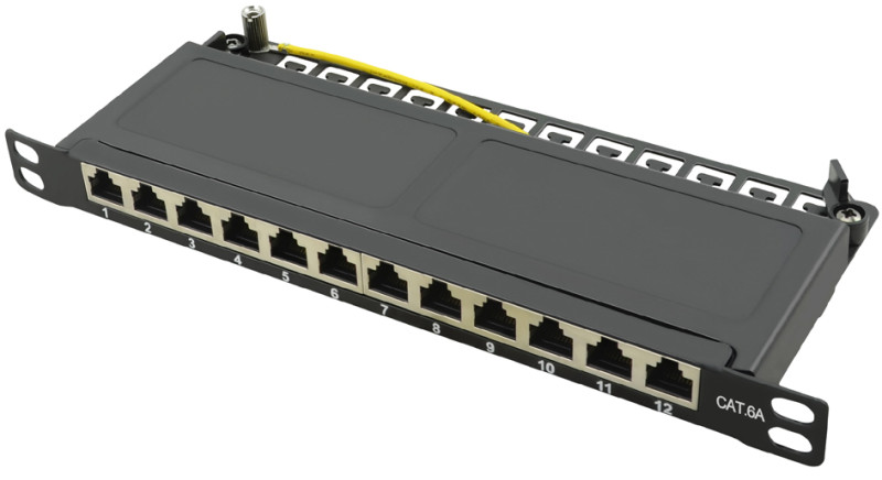 LogiLink 10 « Patch Panel Cat 6A, 12 ports gris clair, 0,5 HE