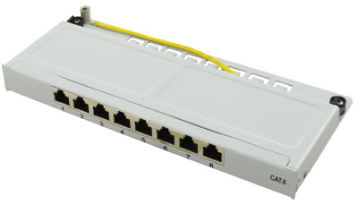 LogiLink Mini panneau de brassage Cat 6, 8 ports, gris clair, 0,5 HE