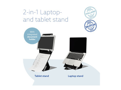R-Go Tools R-Go Riser Duo, Support pour tablette et ordinateur portable, réglable, noir