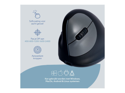 R-Go Tools R-Go HE Mouse, Souris ergonomique gaucher sans fil Moyen