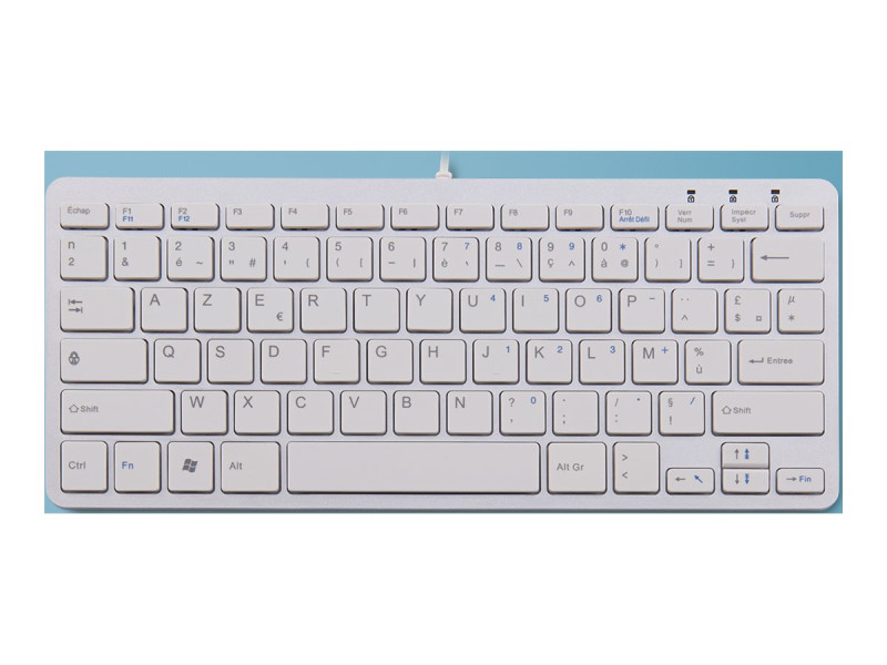 Stock Bureau - R-GO TOOLS Clavier Compact Ultra Mince Ergonomique - surface  plane- AZERTY (BE) USB Blanc