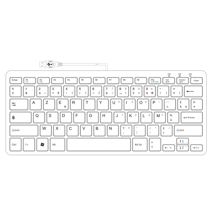 R-Go Compact Clavier, AZERTY (FR), blanc, filaire - clavier - AZERTY -  Français - blanc (RGOECAYW)