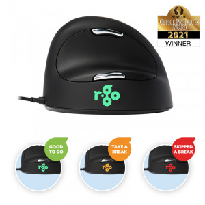 R-Go Tools R-Go HE Break Mouse, Souris ergonomique droitier filaire, Logiciel anti-RSI, Grand