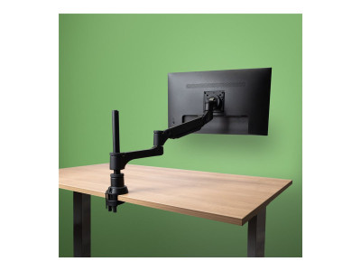 R-Go Tools R-Go Caparo 4 D2, Bras simple écran Circulaire fixation bureau, ressort à gaz