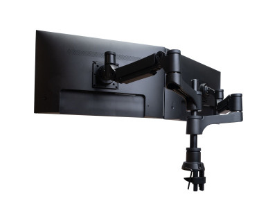 R-Go Tools R-Go Caparo 4 D2, Bras double écran circulaire fixation bureau, ressort à gaz